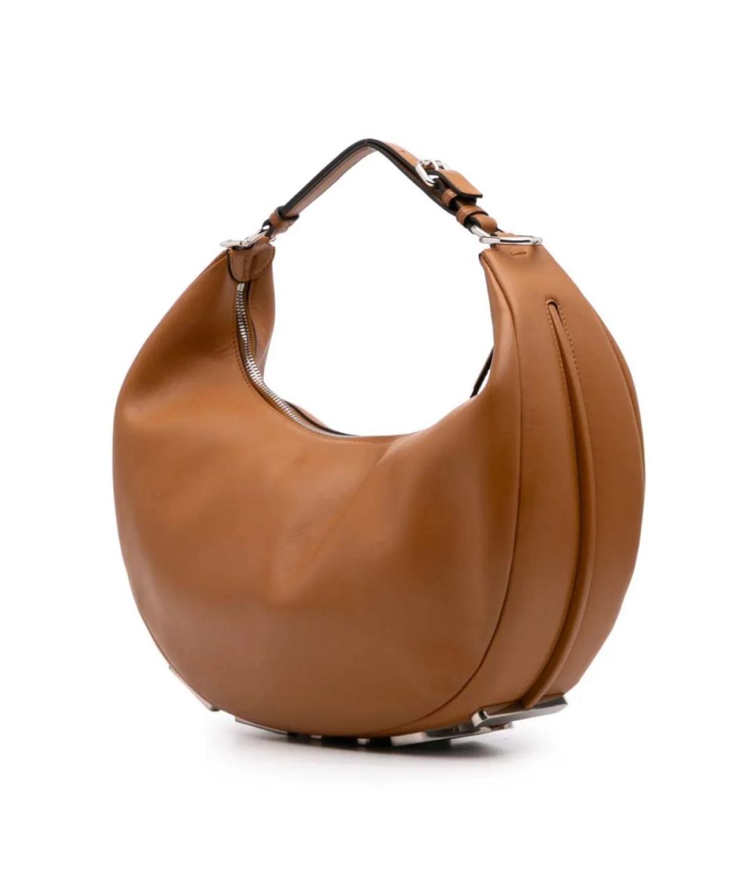 FENDI Коричневая кожаная сумка с короткими ручками, фото 3