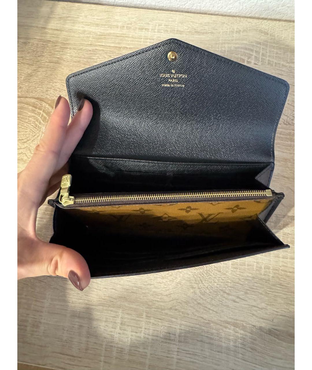 LOUIS VUITTON Коричневый кожаный кошелек, фото 4