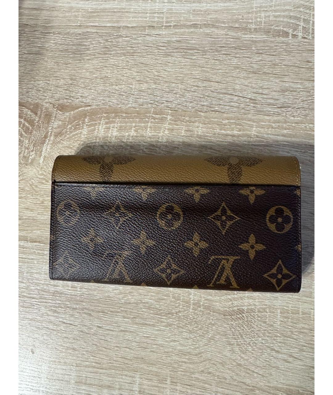 LOUIS VUITTON Коричневый кожаный кошелек, фото 3
