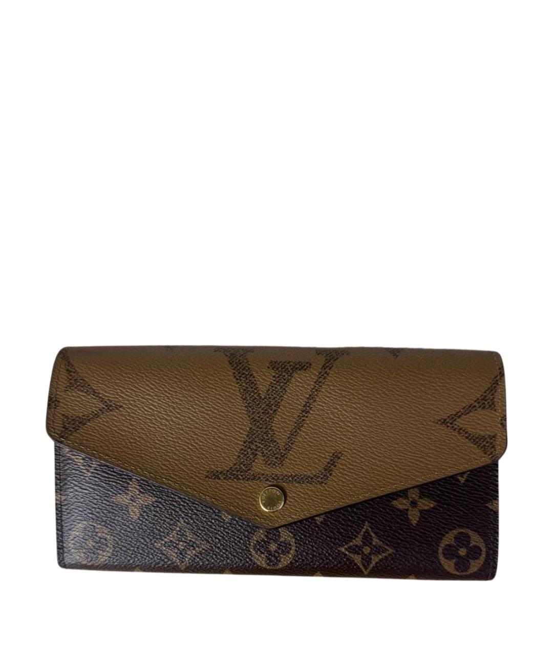 LOUIS VUITTON Коричневый кожаный кошелек, фото 1
