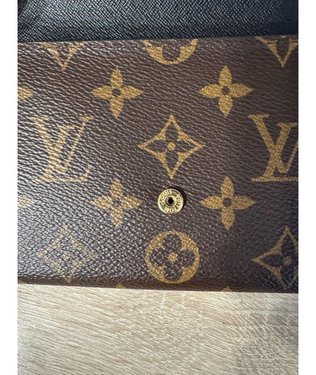 LOUIS VUITTON Коричневый кожаный кошелек, фото 5