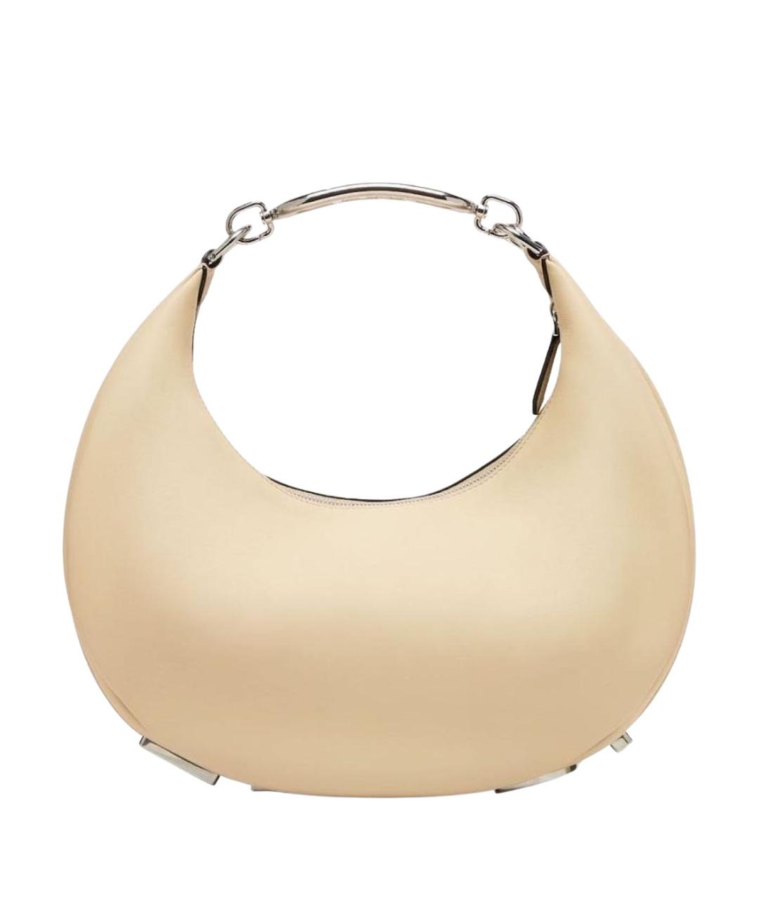 FENDI Бежевая кожаная сумка с короткими ручками, фото 1