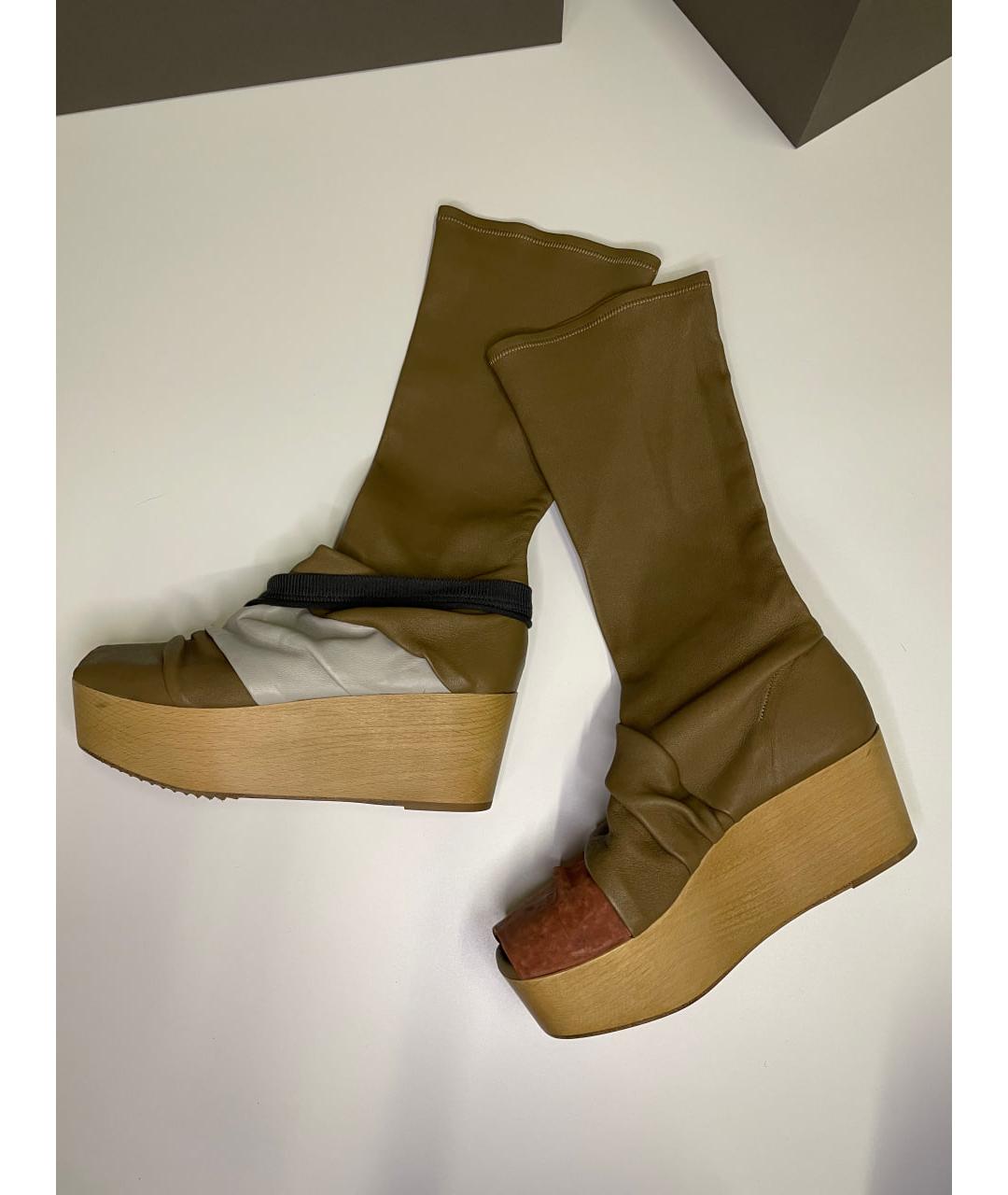 RICK OWENS Коричневые кожаные сапоги, фото 4