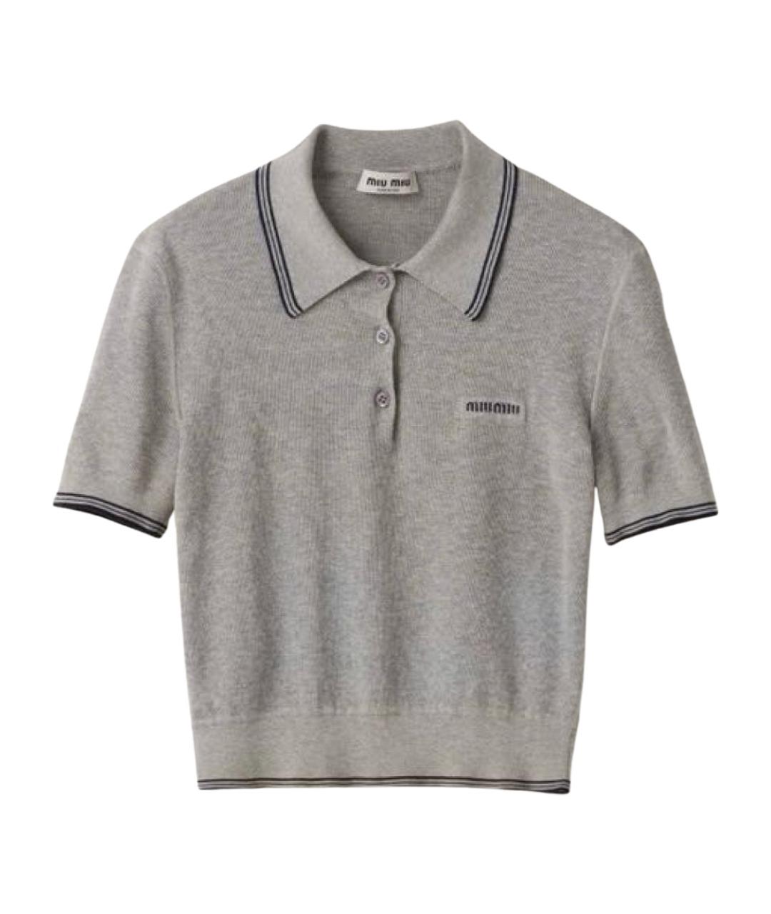 MIU MIU Серая хлопковая футболка, фото 1
