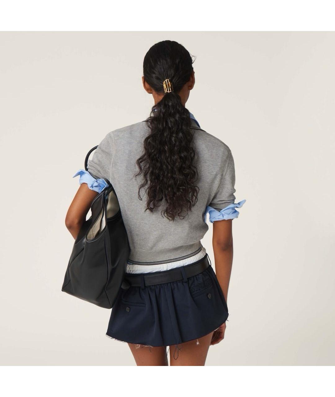 MIU MIU Серая хлопковая футболка, фото 2