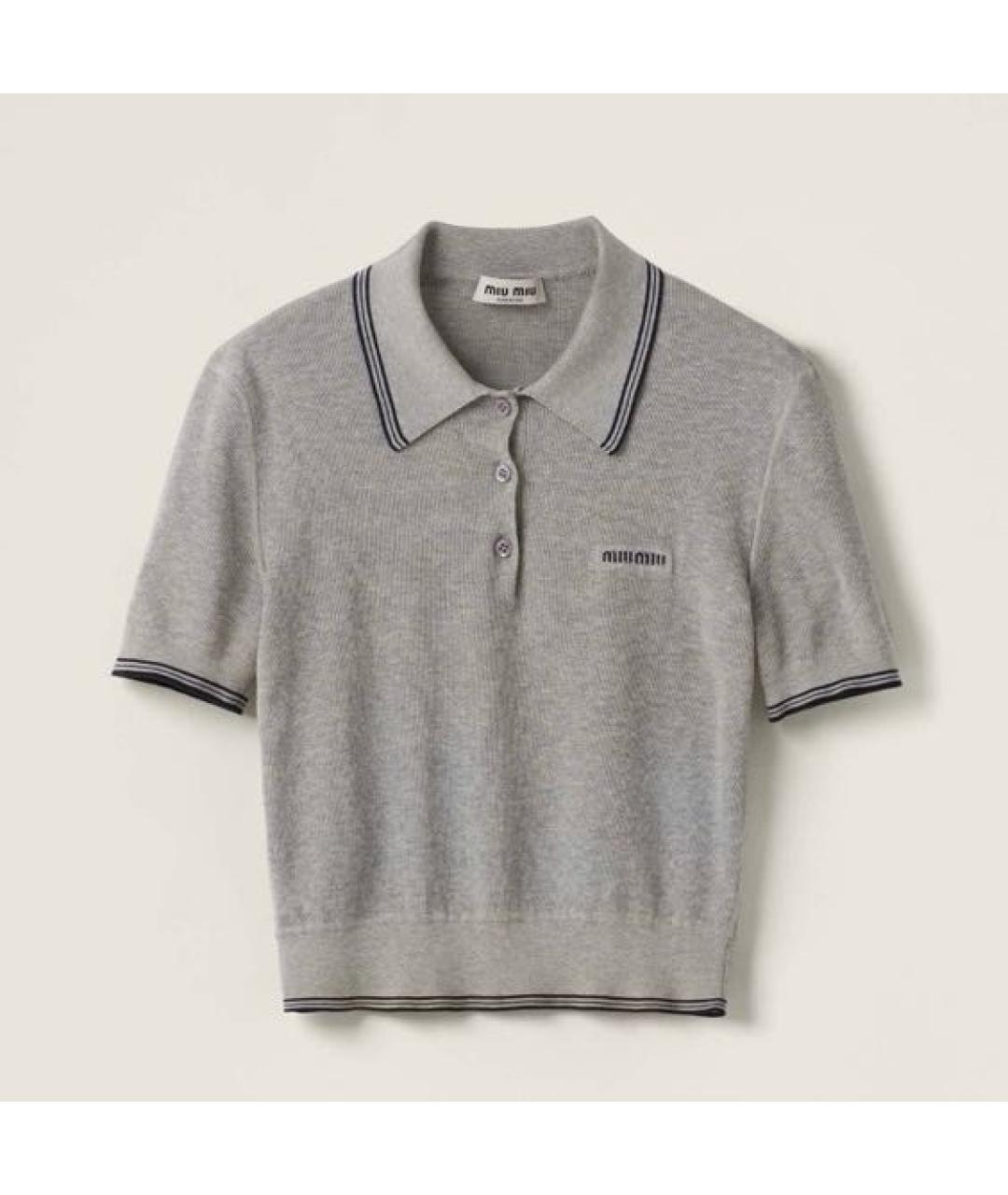 MIU MIU Серая хлопковая футболка, фото 4