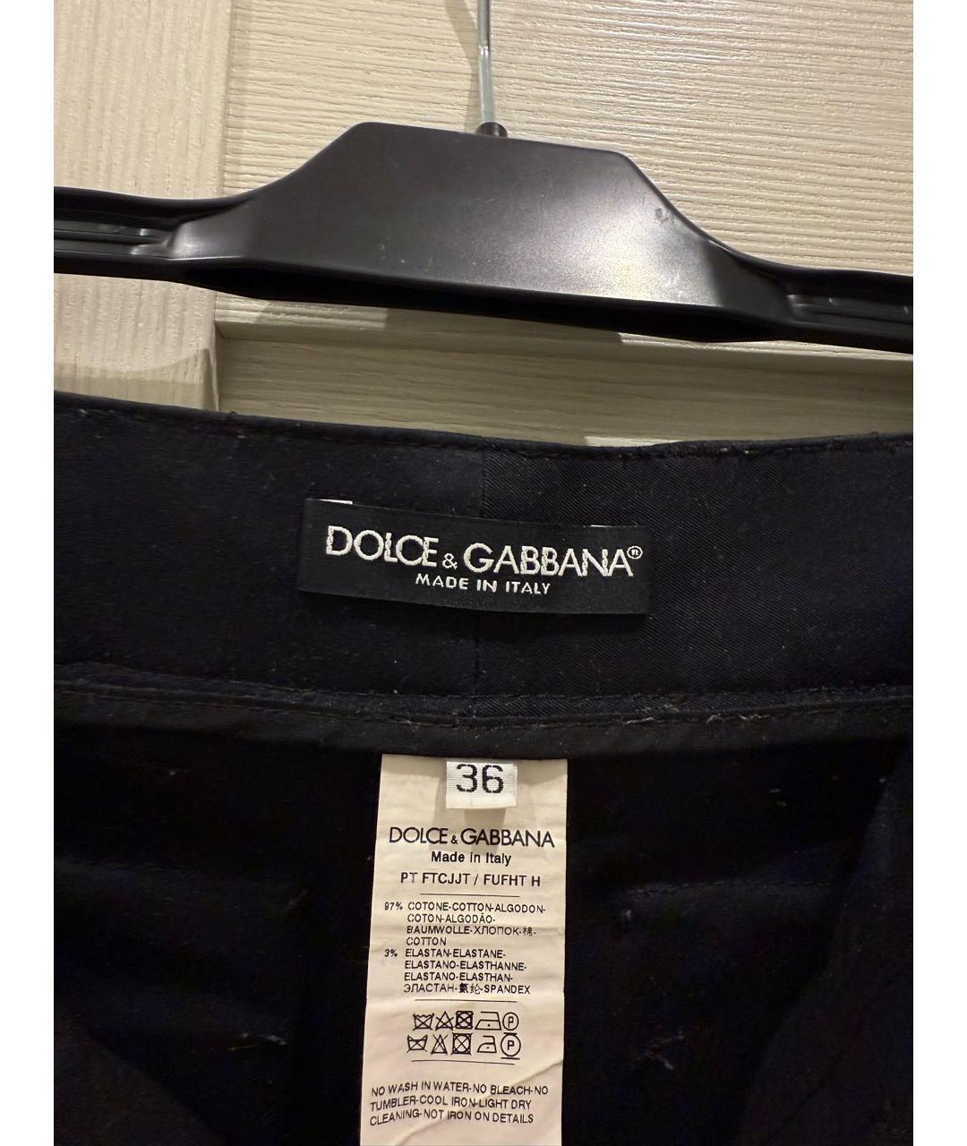 DOLCE&GABBANA Черные хлопковые прямые брюки, фото 5