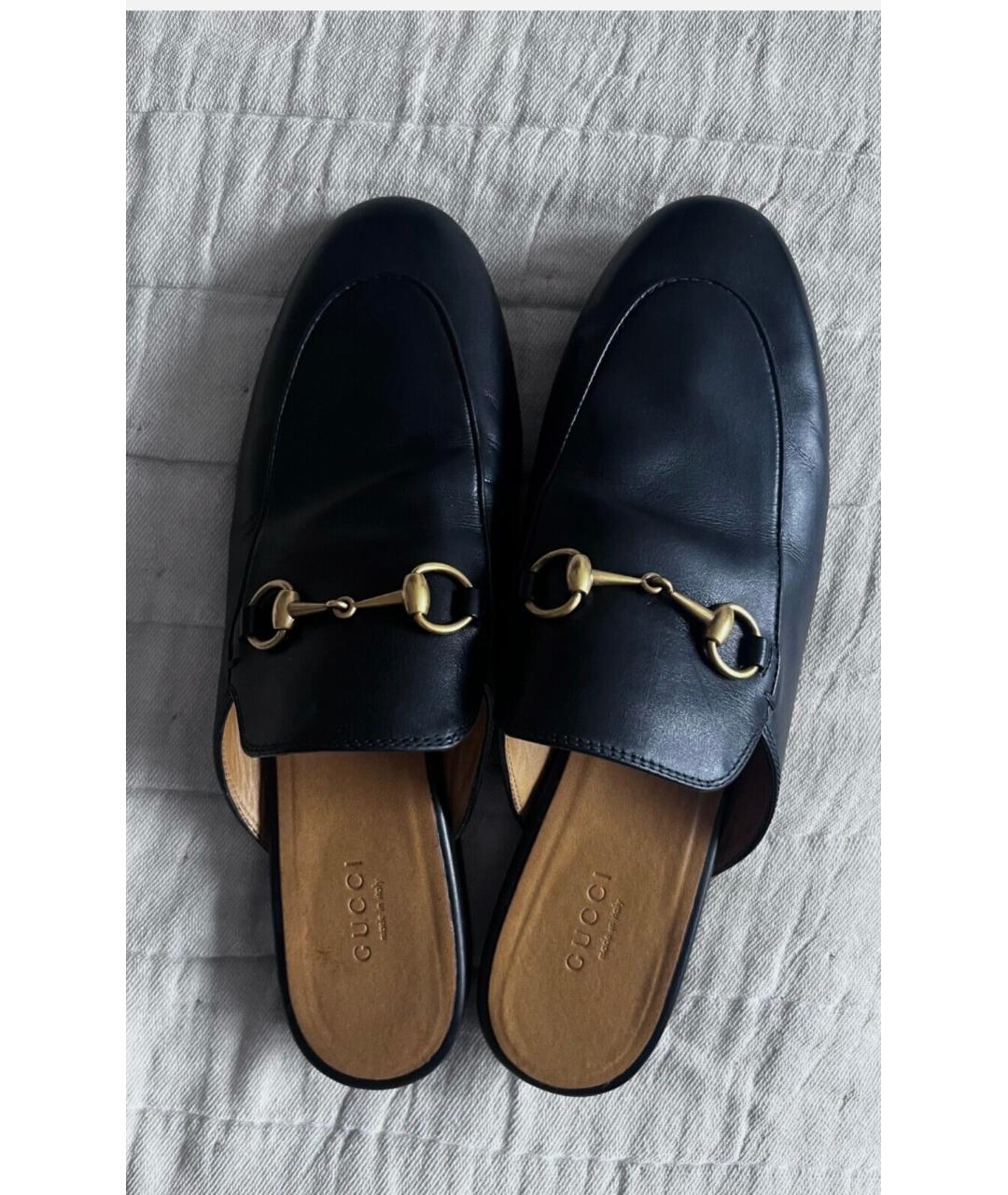 GUCCI Черные кожаные мюли, фото 3