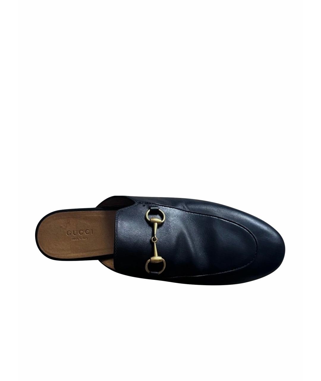 GUCCI Черные кожаные мюли, фото 1
