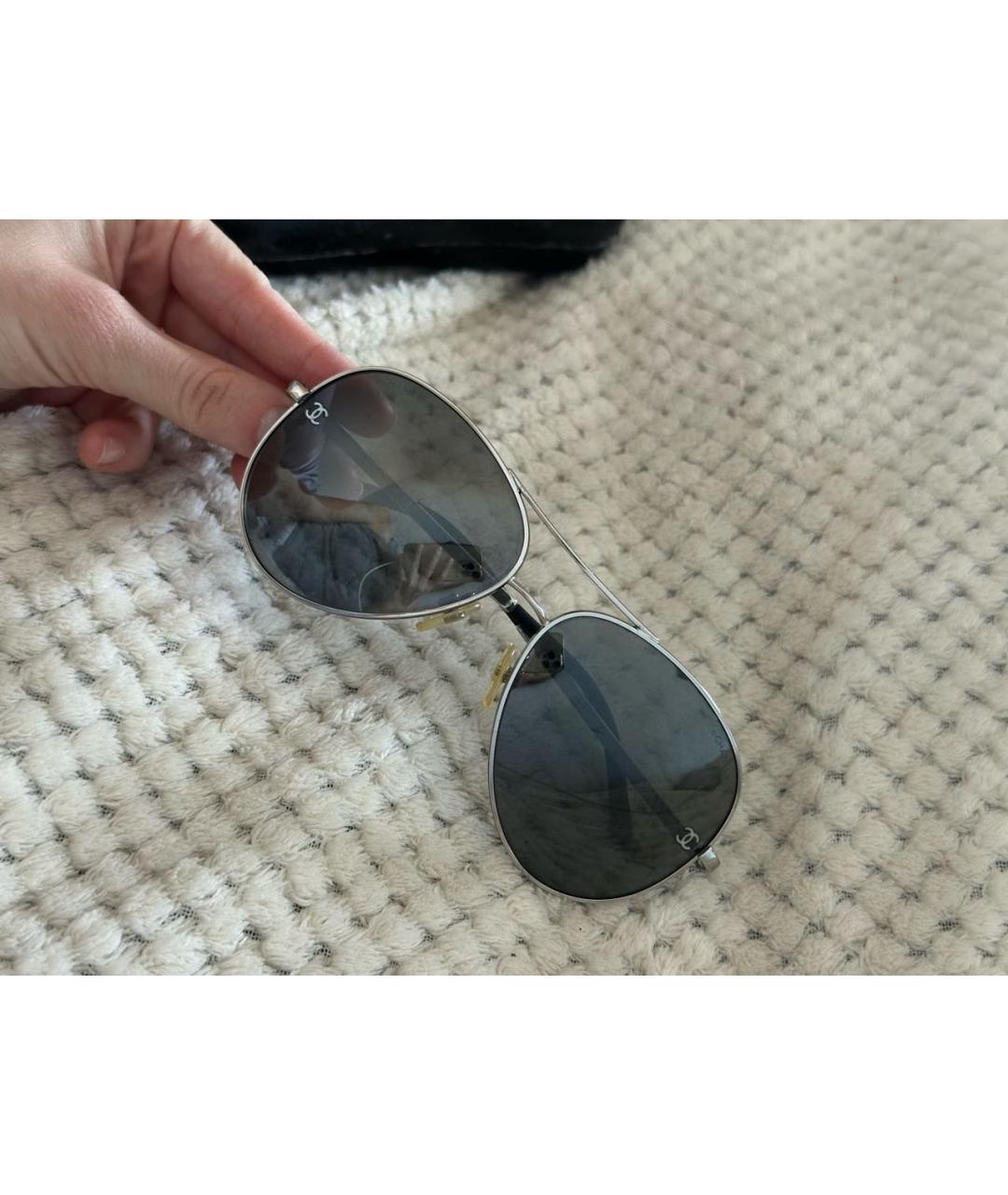 CHANEL Черные металлические солнцезащитные очки, фото 9