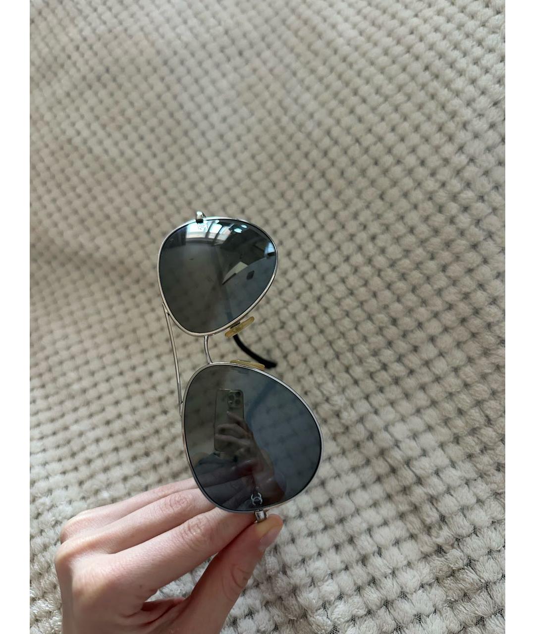 CHANEL Черные металлические солнцезащитные очки, фото 8