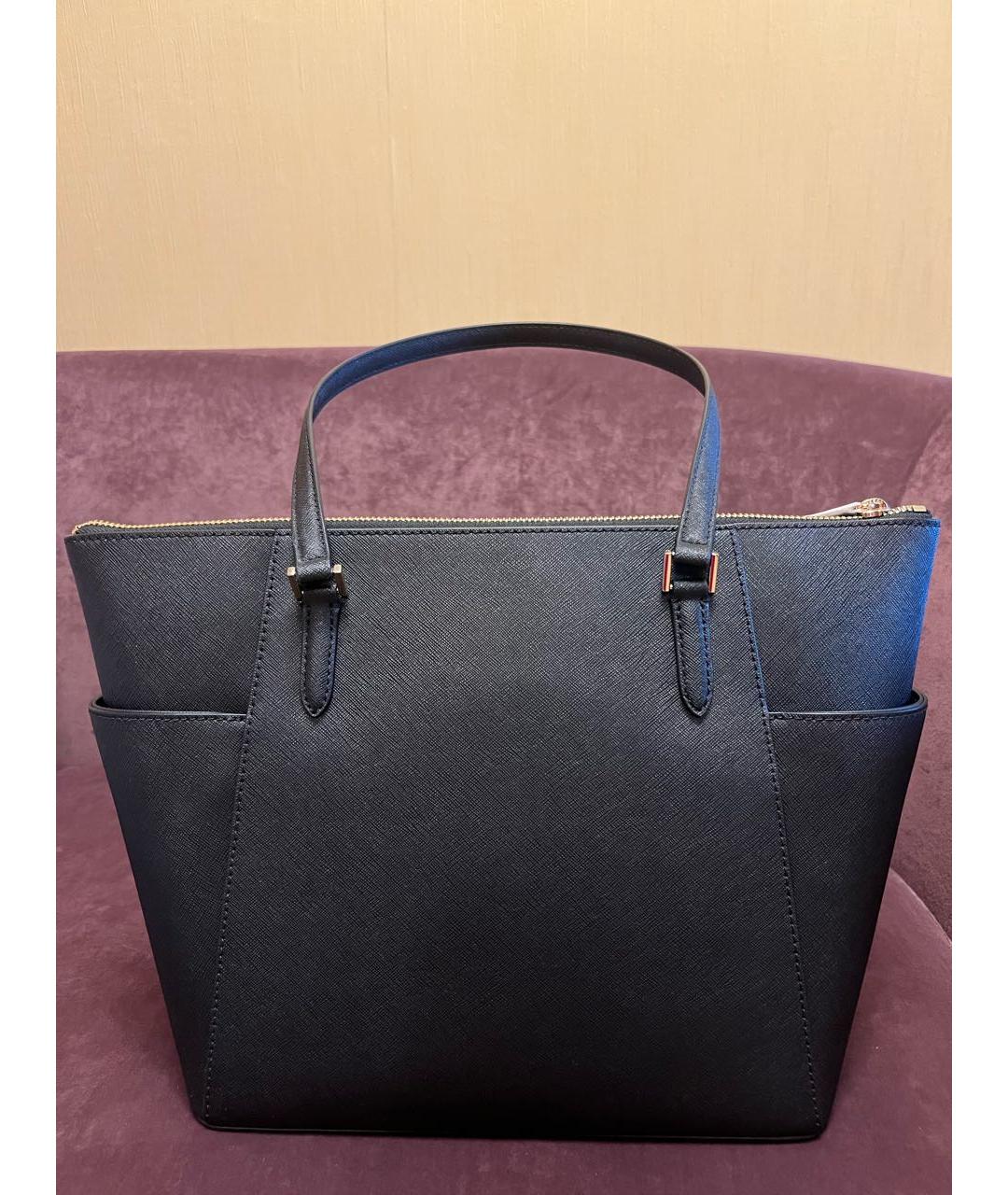 MICHAEL KORS Черная кожаная сумка тоут, фото 4