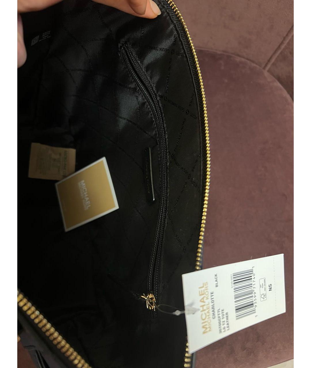 MICHAEL KORS Черная кожаная сумка тоут, фото 5