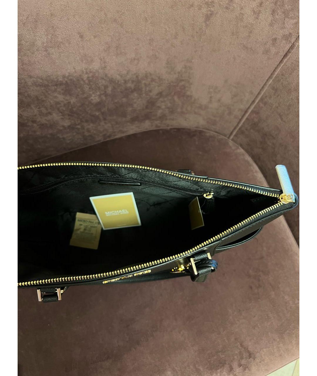 MICHAEL KORS Черная кожаная сумка тоут, фото 8