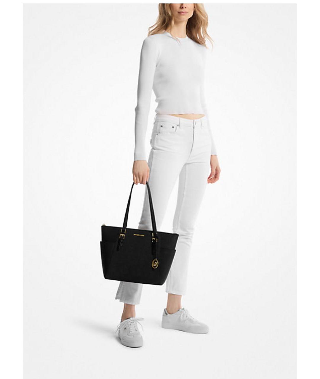 MICHAEL KORS Черная кожаная сумка тоут, фото 2