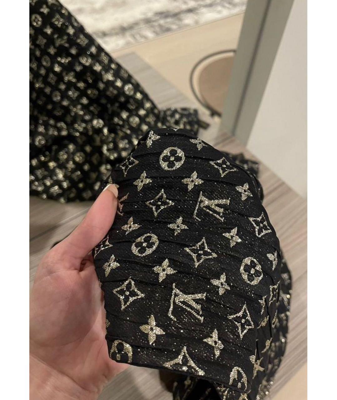 LOUIS VUITTON Черный шелковый шарф, фото 5