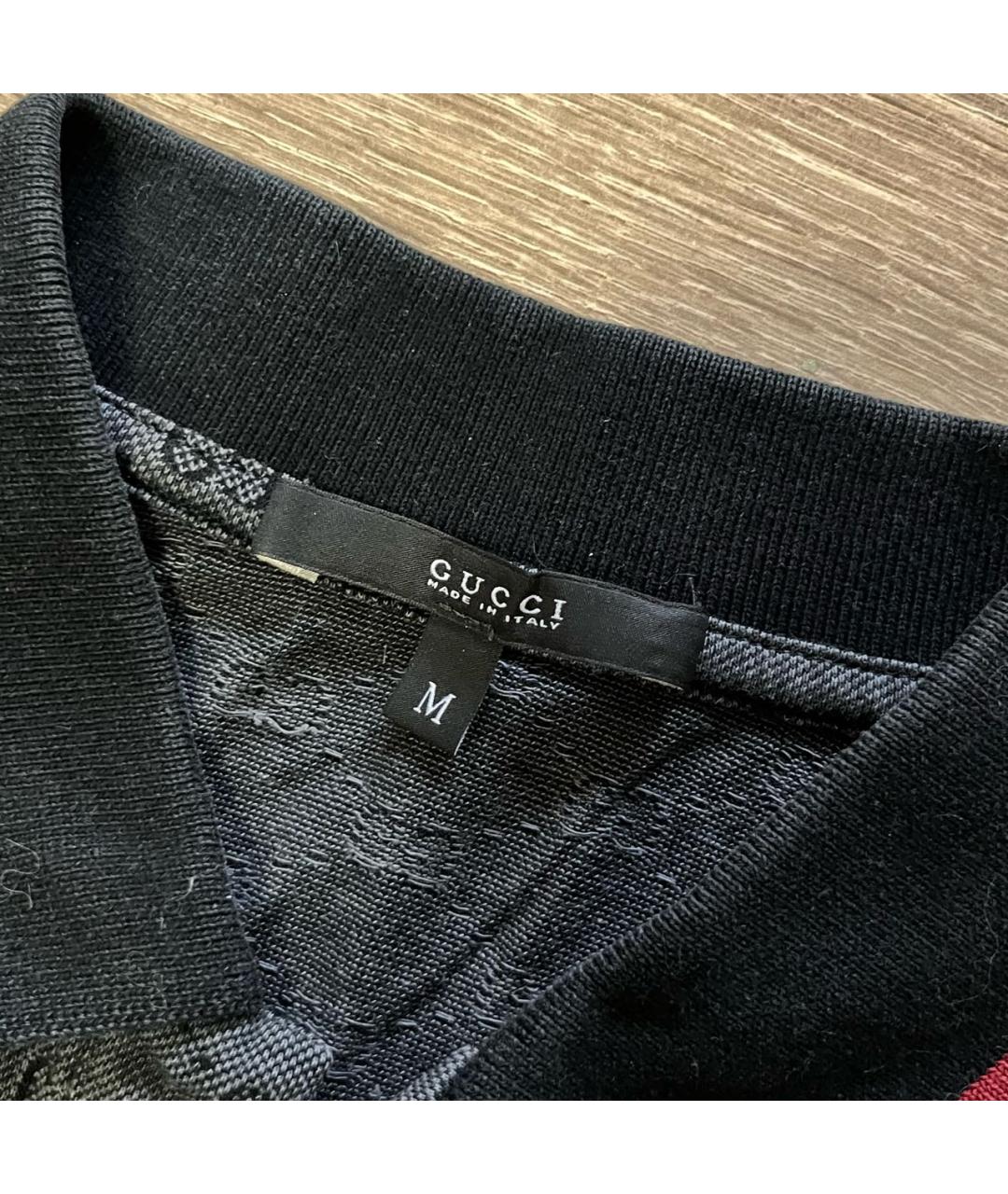 GUCCI Антрацитовое хлопковое поло с коротким рукавом, фото 3