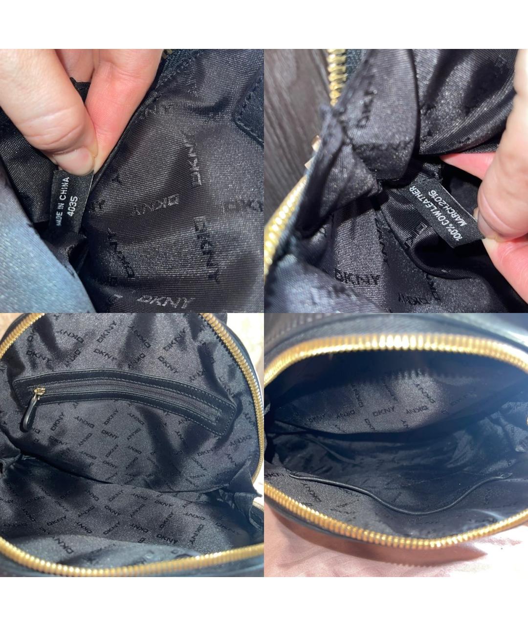 DKNY Черный кожаный рюкзак, фото 6