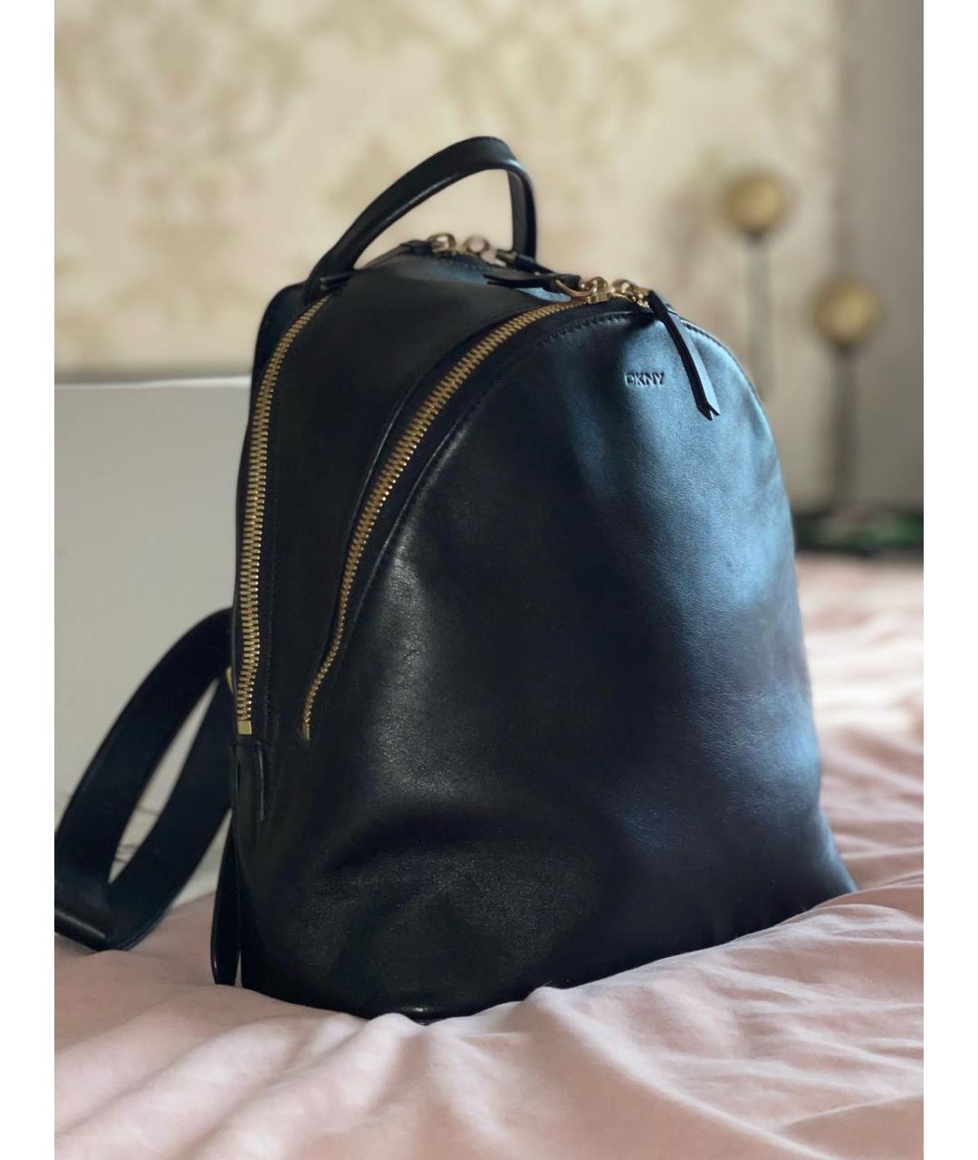 DKNY Черный кожаный рюкзак, фото 3