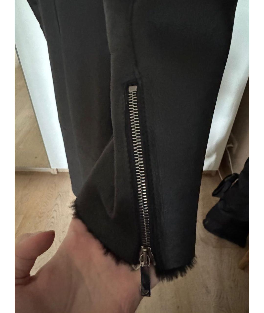 EMPORIO ARMANI Черная кожаная дубленка/шуба, фото 4