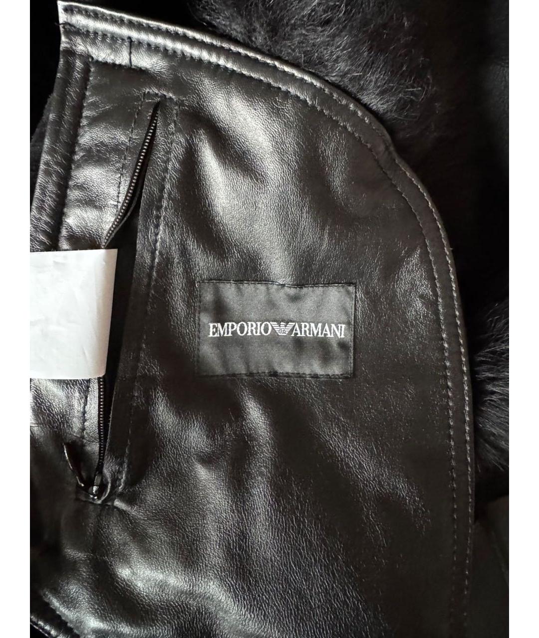 EMPORIO ARMANI Черная кожаная дубленка/шуба, фото 5