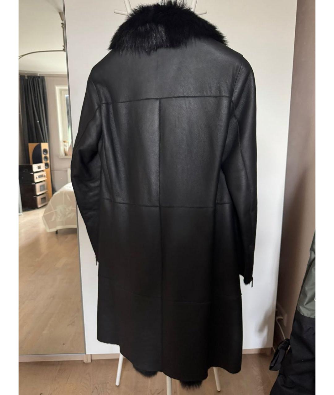 EMPORIO ARMANI Черная кожаная дубленка/шуба, фото 2