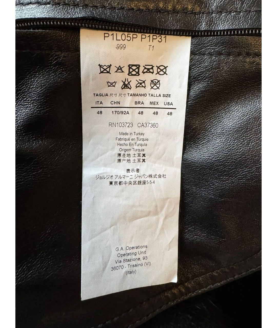 EMPORIO ARMANI Черная кожаная дубленка/шуба, фото 8