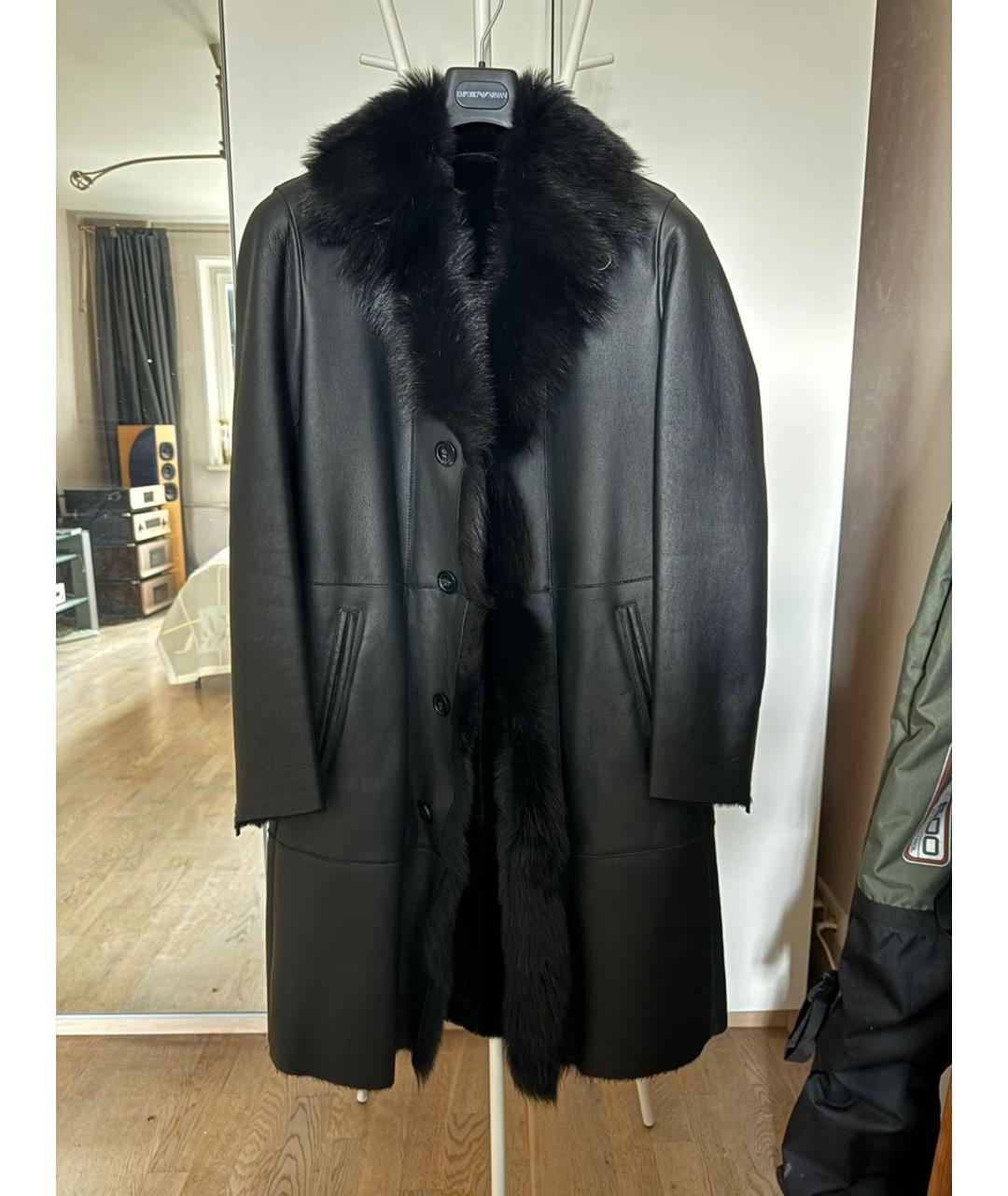 EMPORIO ARMANI Черная кожаная дубленка/шуба, фото 9