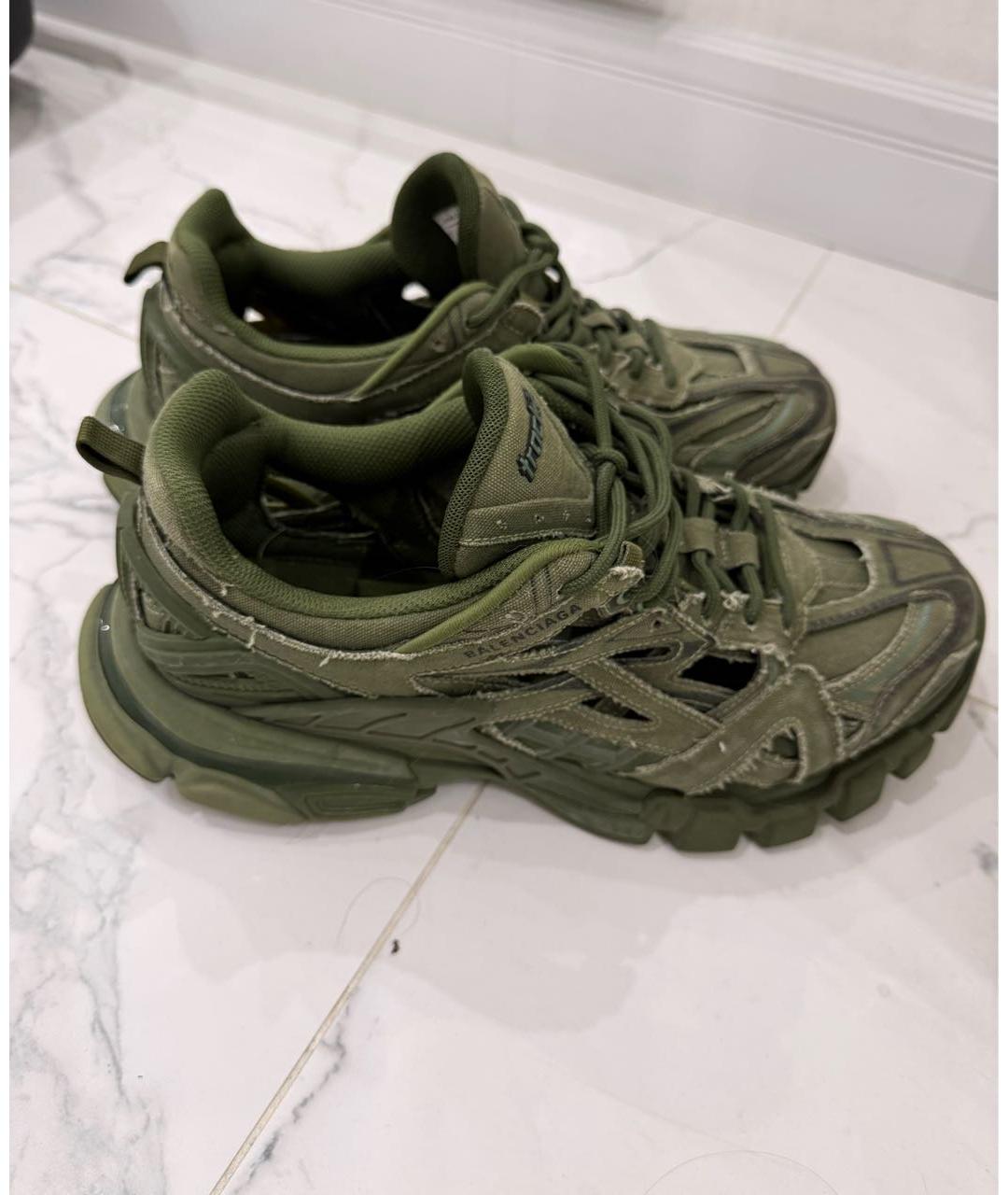 BALENCIAGA Хаки текстильные высокие кроссовки / кеды, фото 7