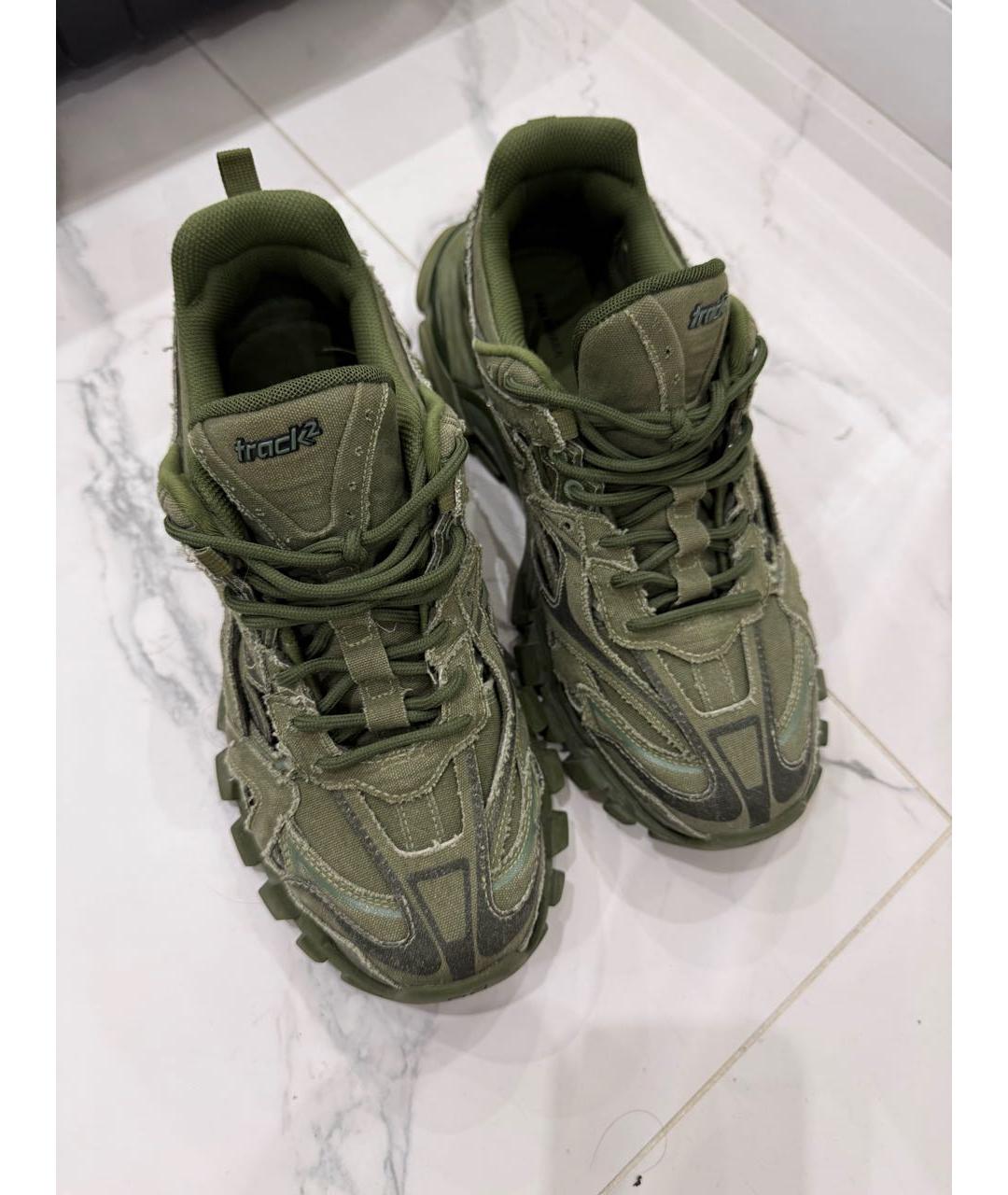 BALENCIAGA Хаки текстильные высокие кроссовки / кеды, фото 2