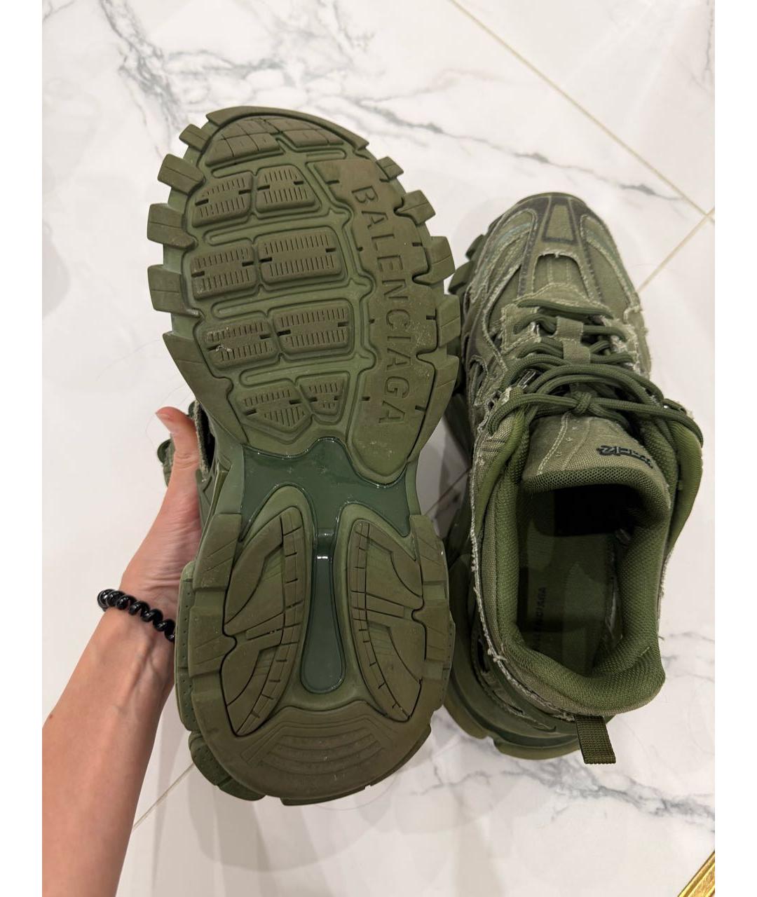 BALENCIAGA Хаки текстильные высокие кроссовки / кеды, фото 6