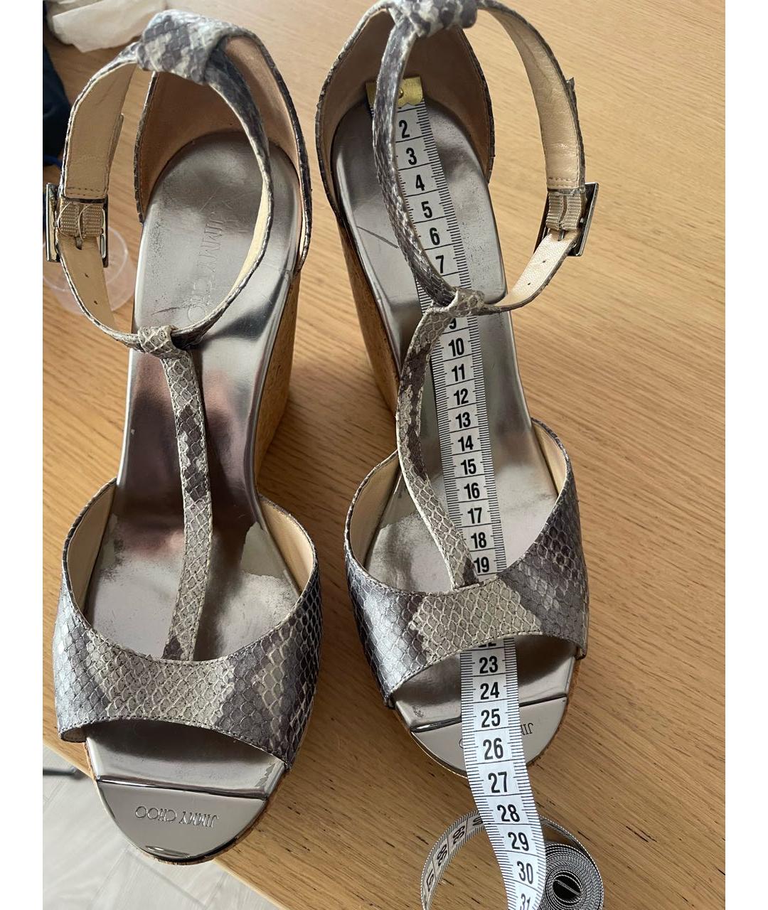 JIMMY CHOO Серые кожаные босоножки, фото 6