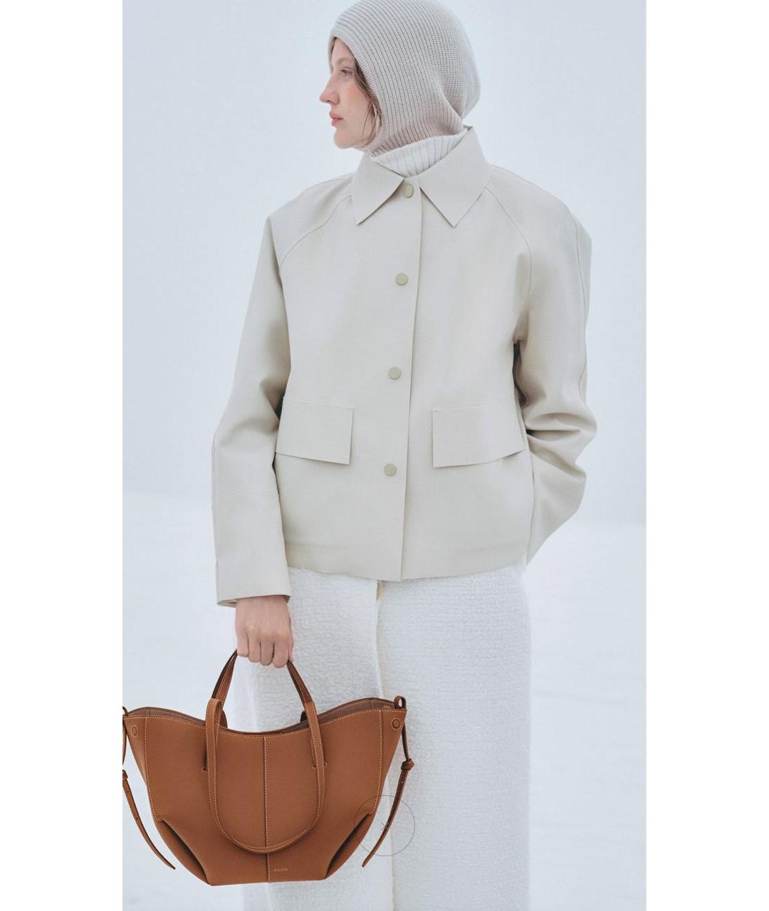 POLENE Коричневая кожаная сумка тоут, фото 3