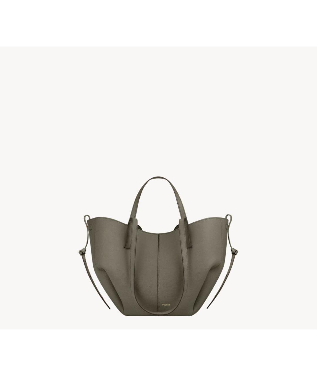 POLENE Хаки кожаная сумка тоут, фото 5