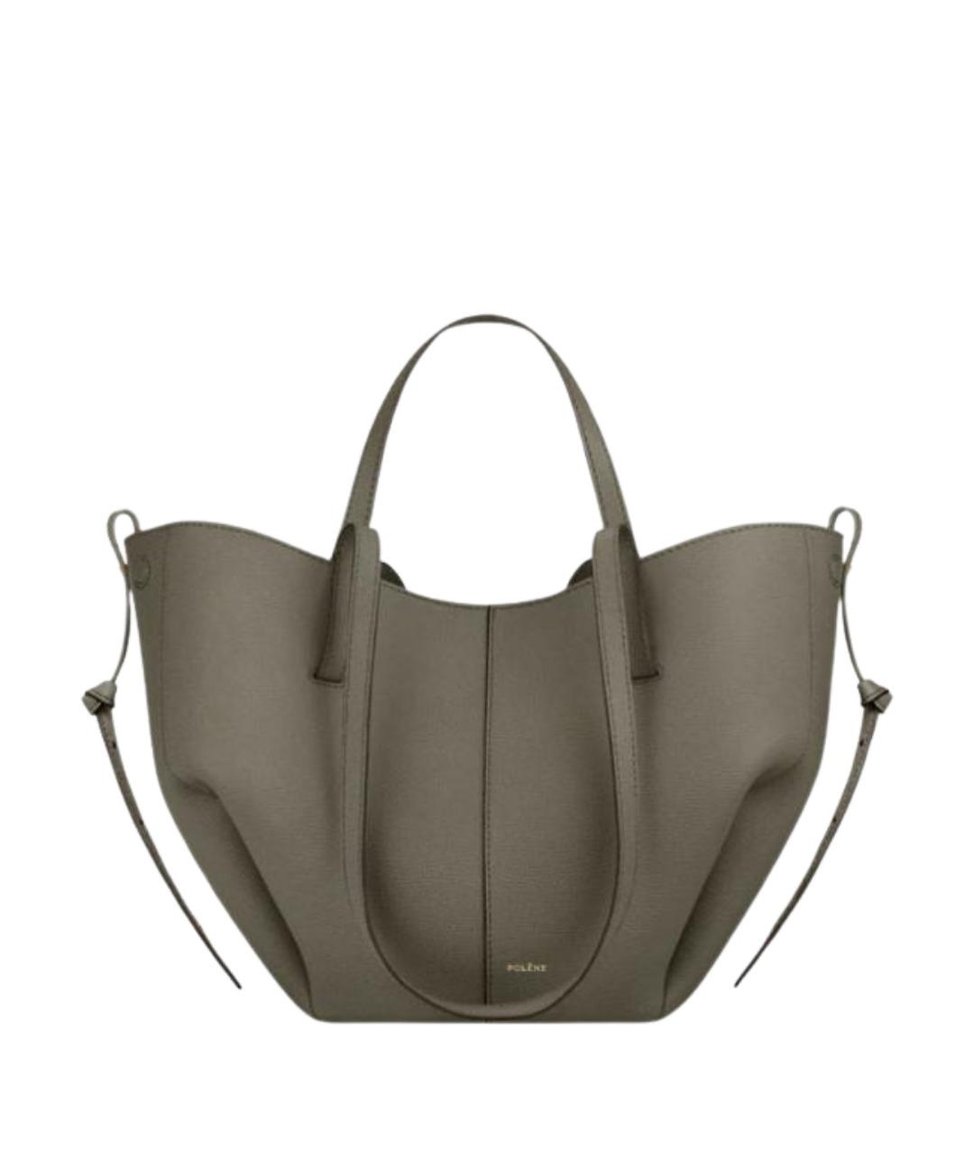 POLENE Хаки кожаная сумка тоут, фото 1