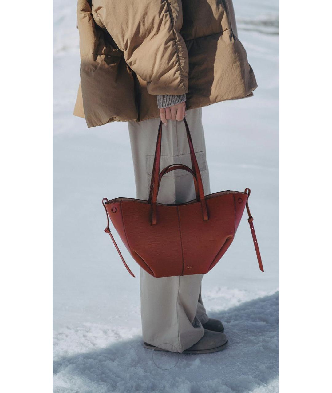 POLENE Коричневая кожаная сумка тоут, фото 4