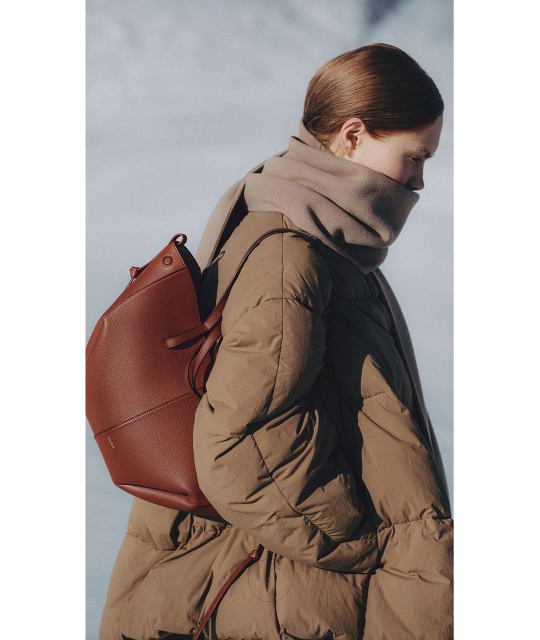 POLENE Коричневая кожаная сумка тоут, фото 3