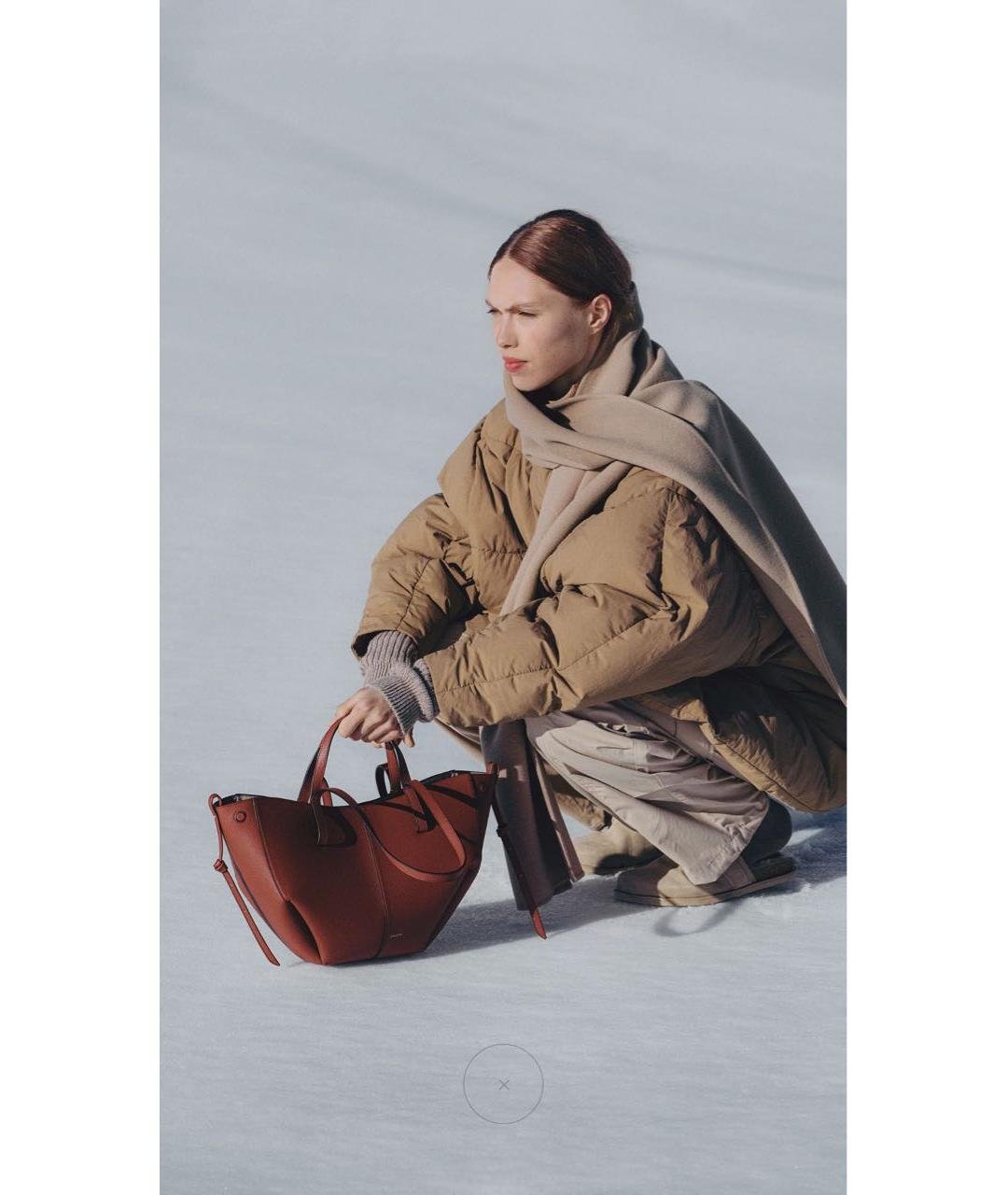 POLENE Коричневая кожаная сумка тоут, фото 2