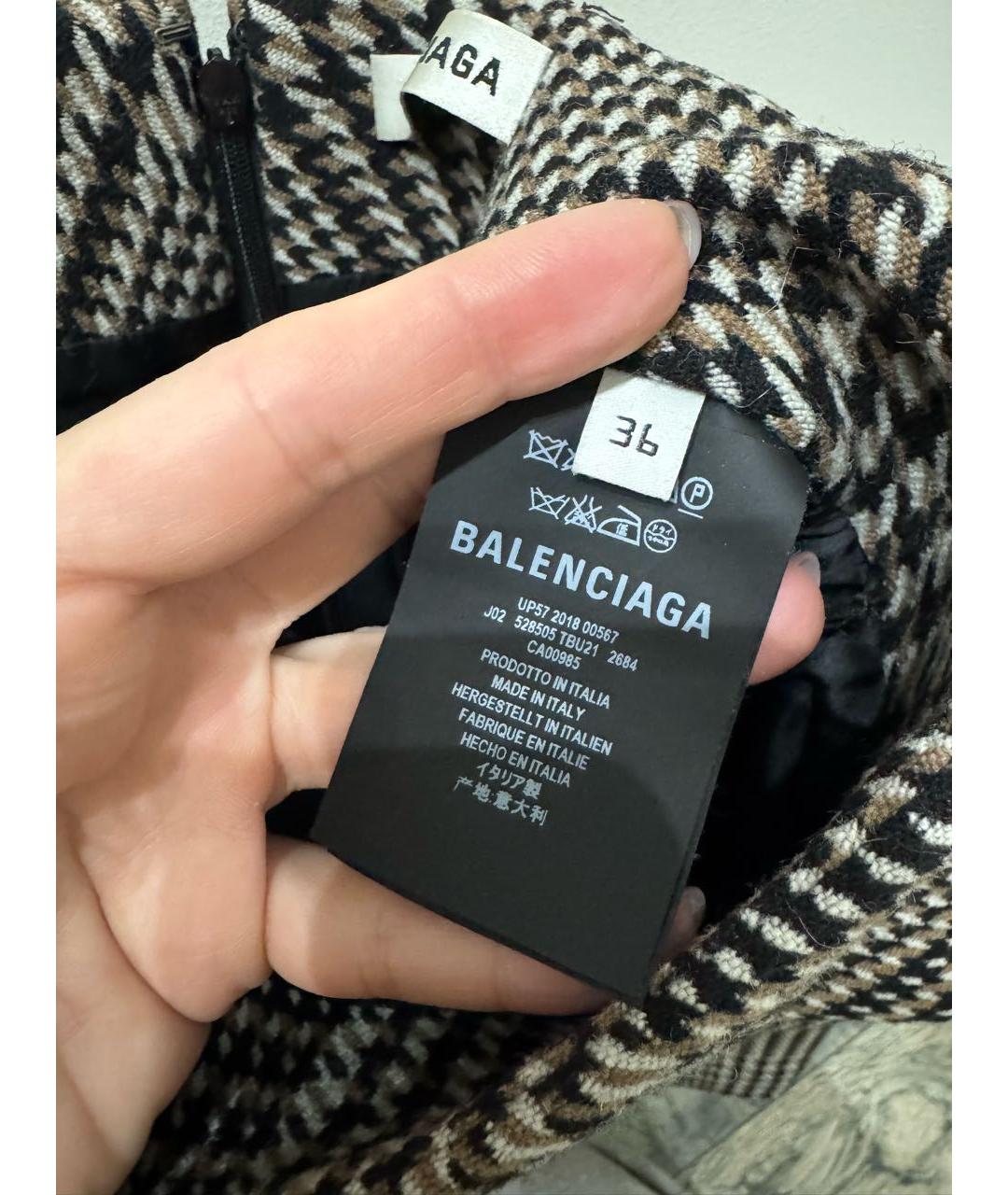 BALENCIAGA Коричневая шерстяная юбка миди, фото 6