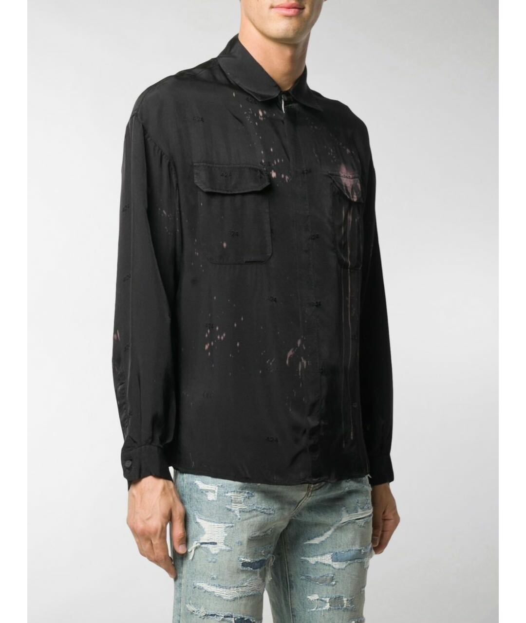 424 Черная кэжуал рубашка, фото 2