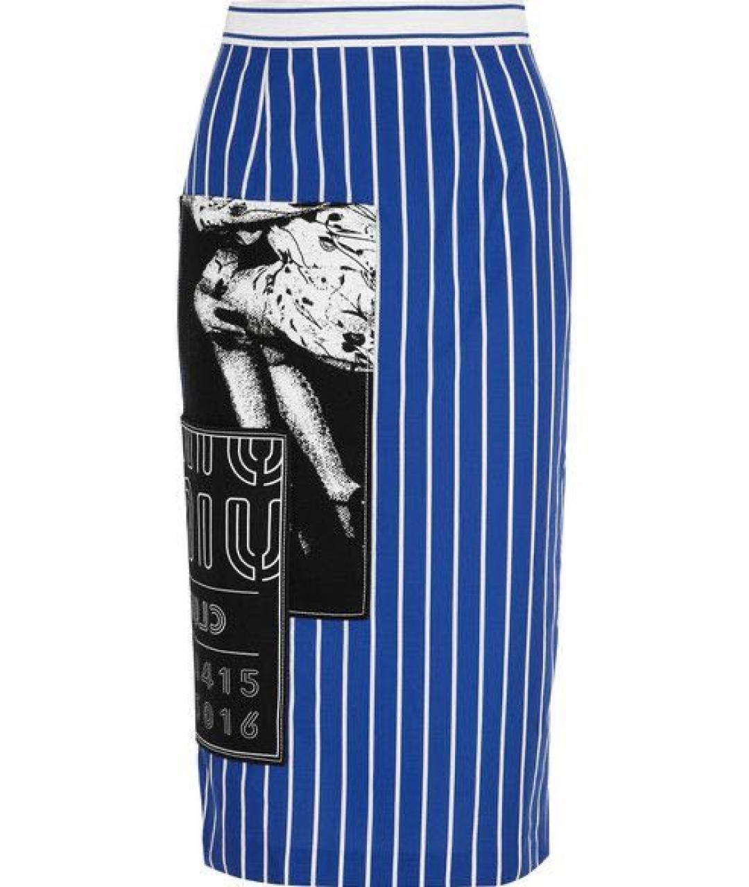 MIU MIU Синяя юбка миди, фото 1