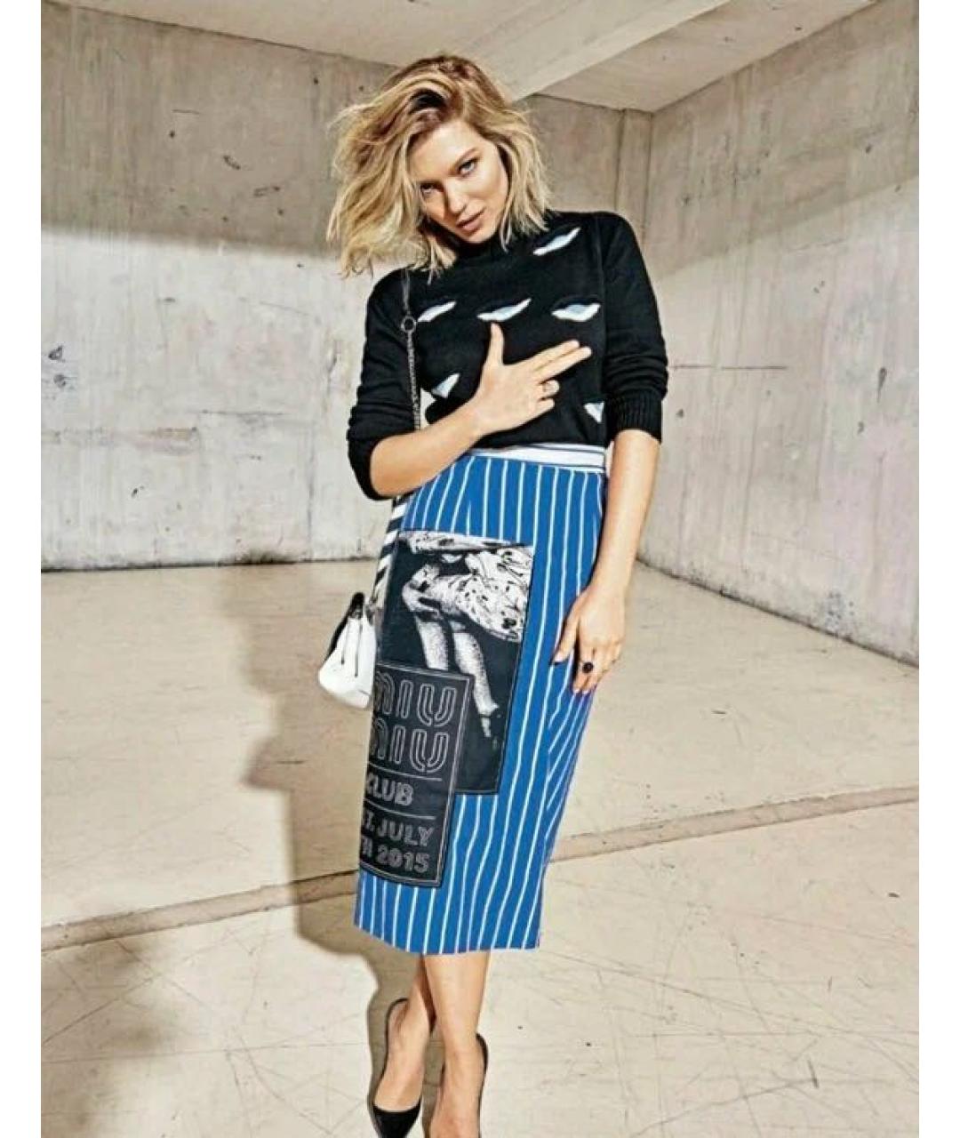 MIU MIU Синяя юбка миди, фото 5