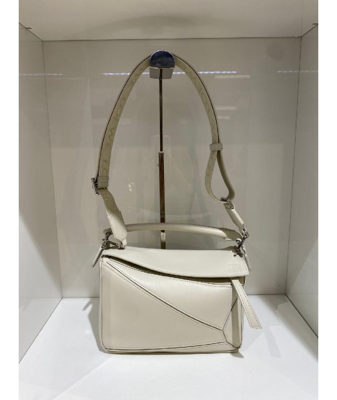 LOEWE Белая кожаная сумка с короткими ручками, фото 2
