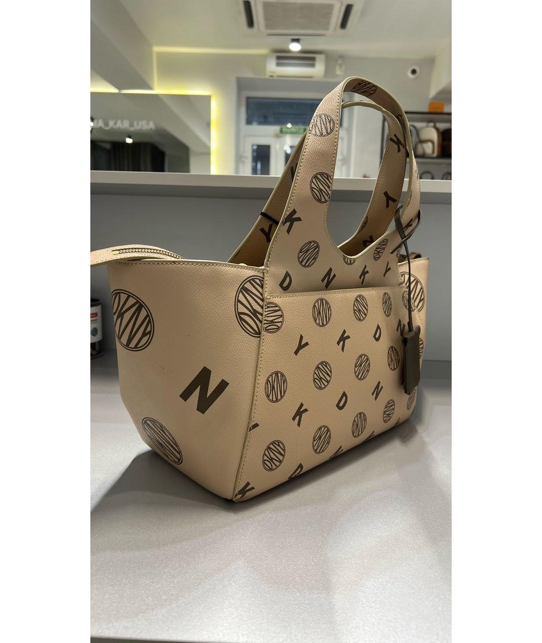 DKNY Коричневая кожаная сумка тоут, фото 2