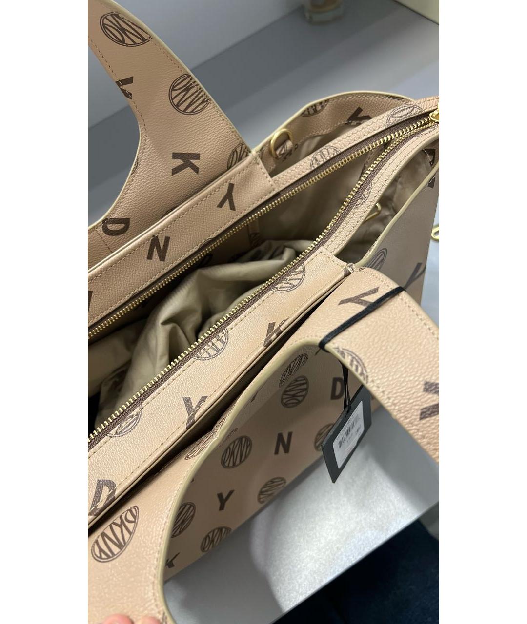 DKNY Коричневая кожаная сумка тоут, фото 4