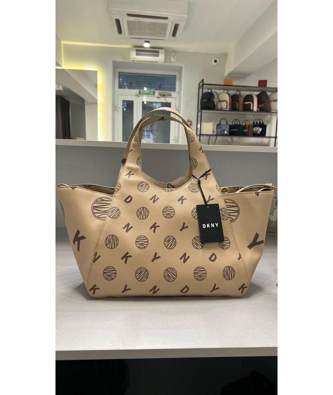 DKNY Коричневая кожаная сумка тоут, фото 6