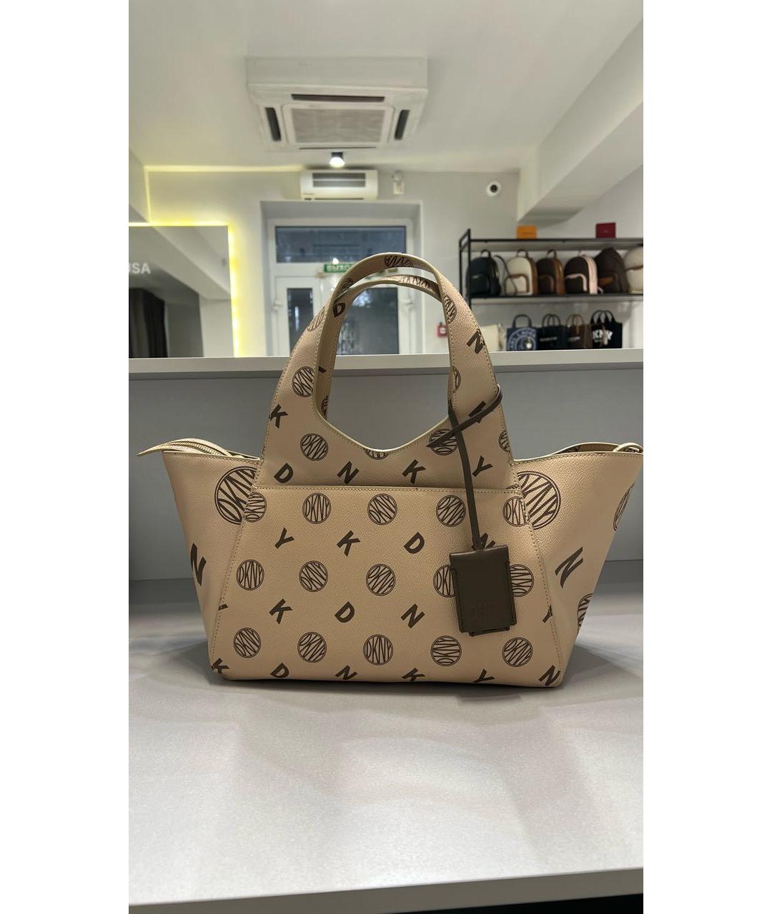 DKNY Коричневая кожаная сумка тоут, фото 3