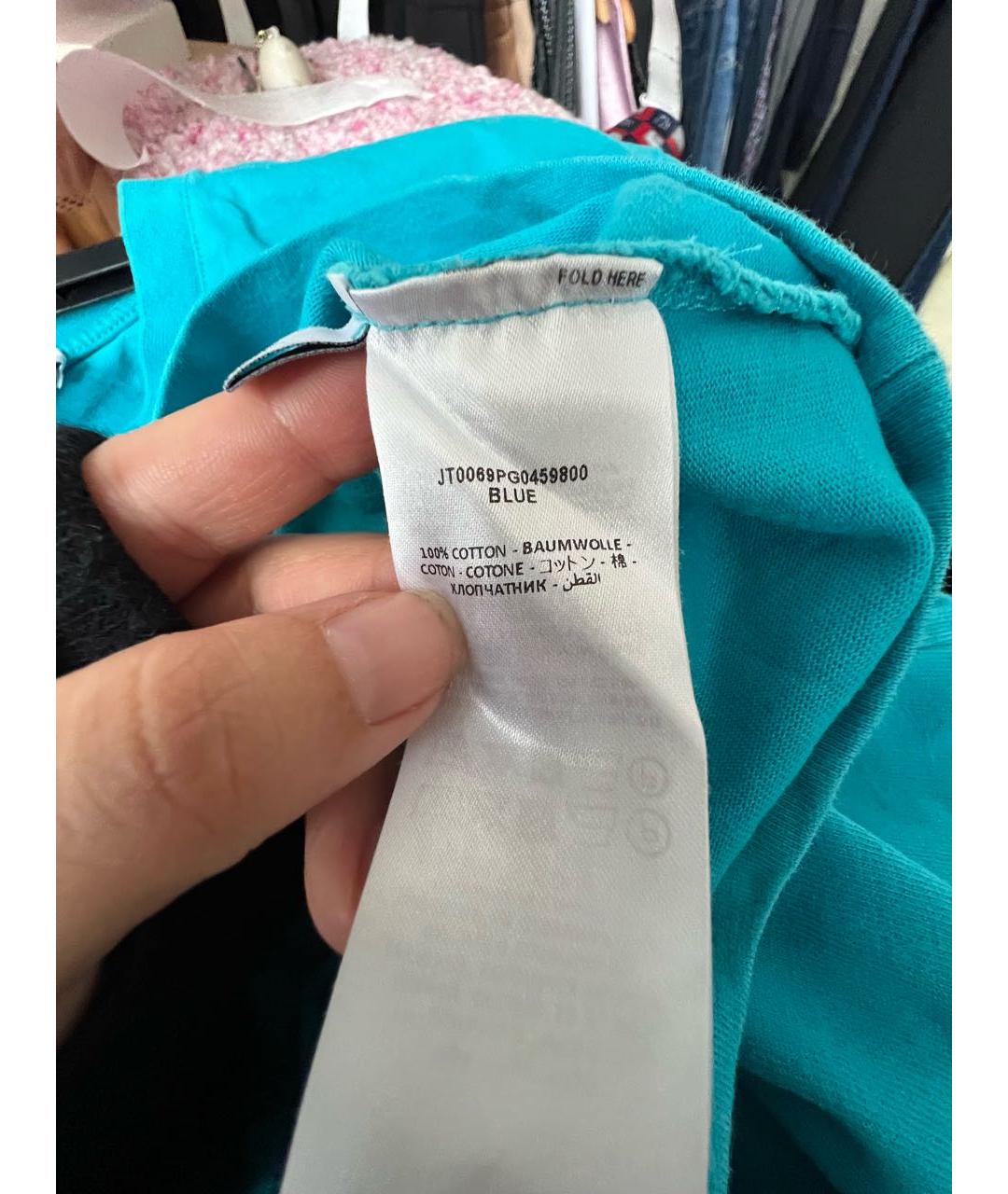 J.W.ANDERSON Бирюзовая хлопковая футболка, фото 4