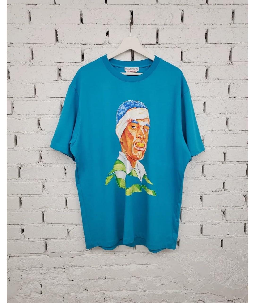 J.W.ANDERSON Бирюзовая хлопковая футболка, фото 5