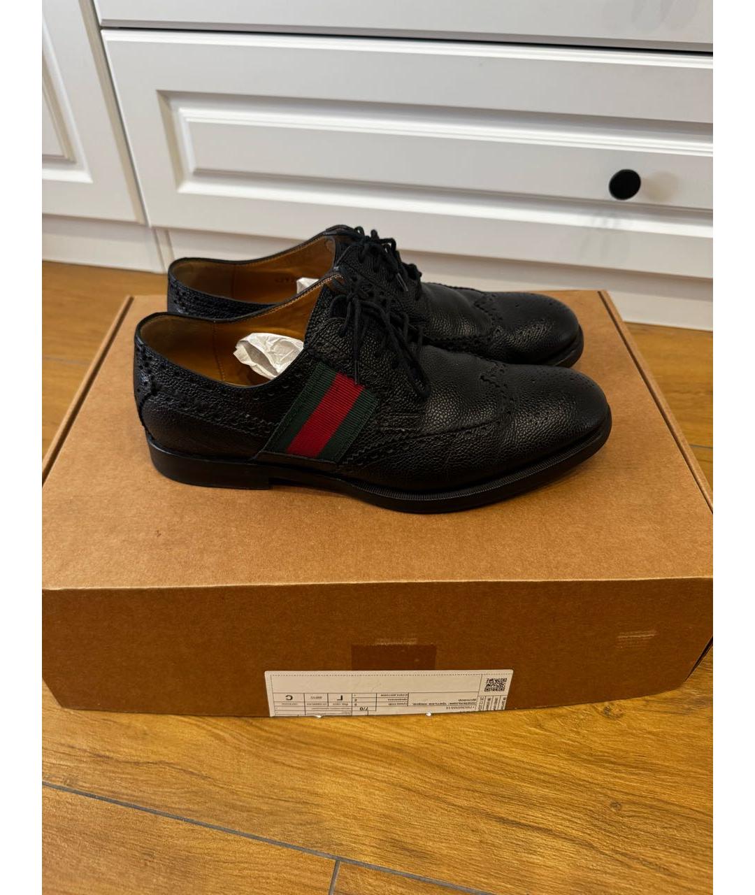 GUCCI Черные кожаные туфли, фото 7